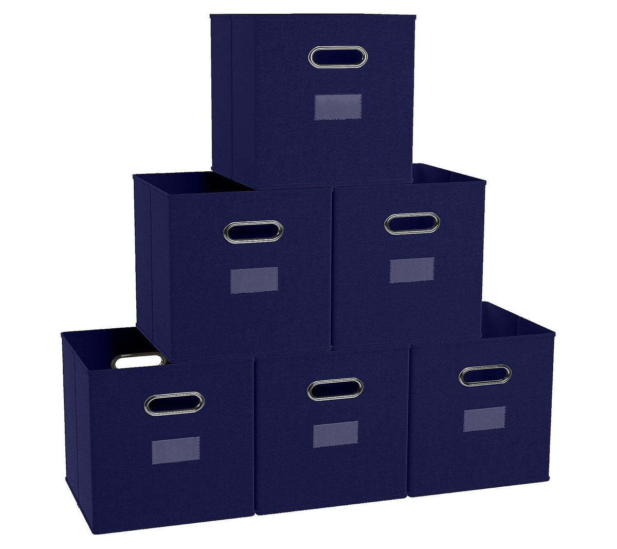 Ornavo Home 6 Pack Storage Cube Bins with Window Pocket ,Navy