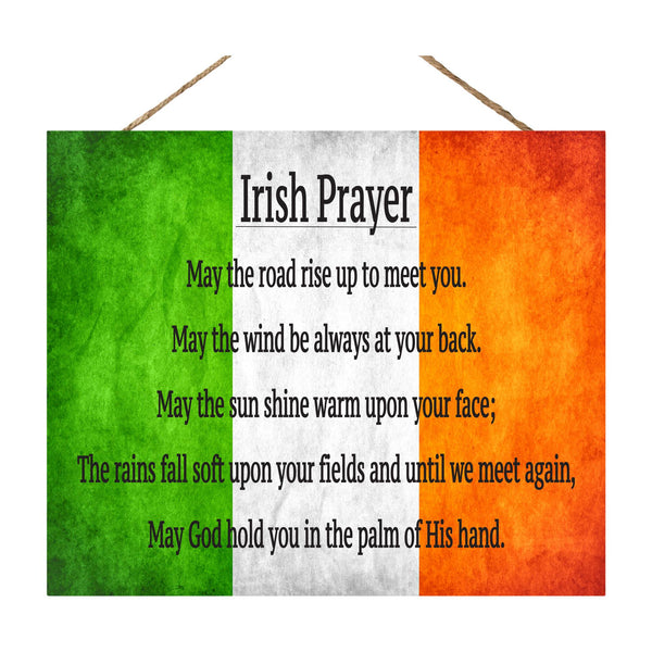 JennyGems Irish Prayer Sign, Irish Blessings Prayer, May The Road Rise Up to Meet You, 10x12 Hanging Wood Sign, Wall Decor PL