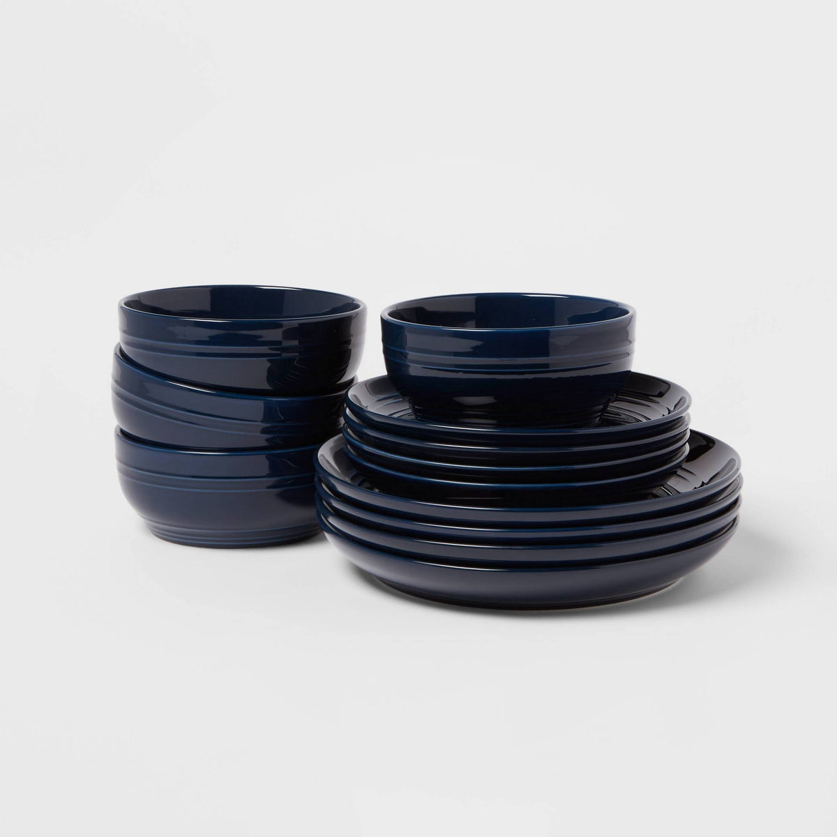 12pc Stoneware Westfield Dinnerware Set Navy - Threshold